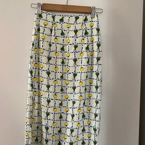 STAUD Tomato & Scallion Midi Linen Skirt